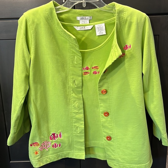 Natelie & Me Jackets & Blazers - Natalie & Me Petites Weekend. Jacket & Tank Top. Lime Green size PL worn once